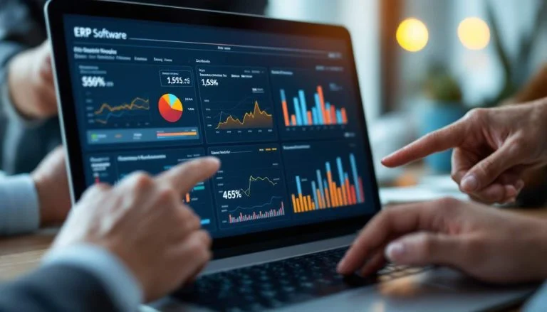 ERP dashboard showing an all-in-one business management solution